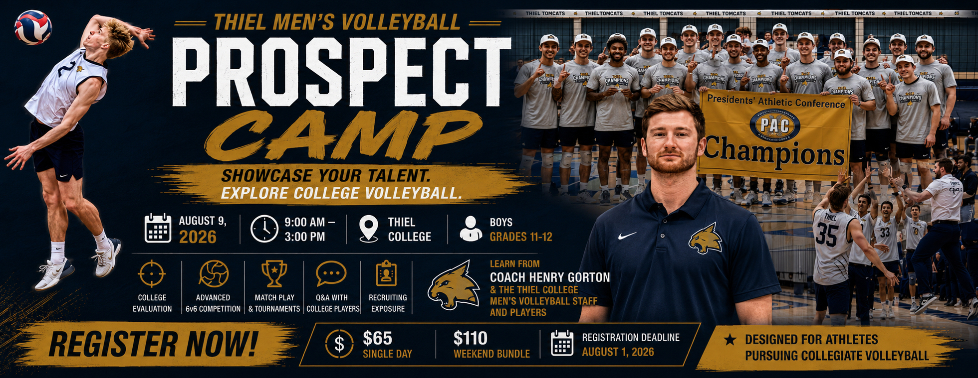 Men’s Volleyball Prospect Camp Hosted by Thiel College Men’s Volleyball