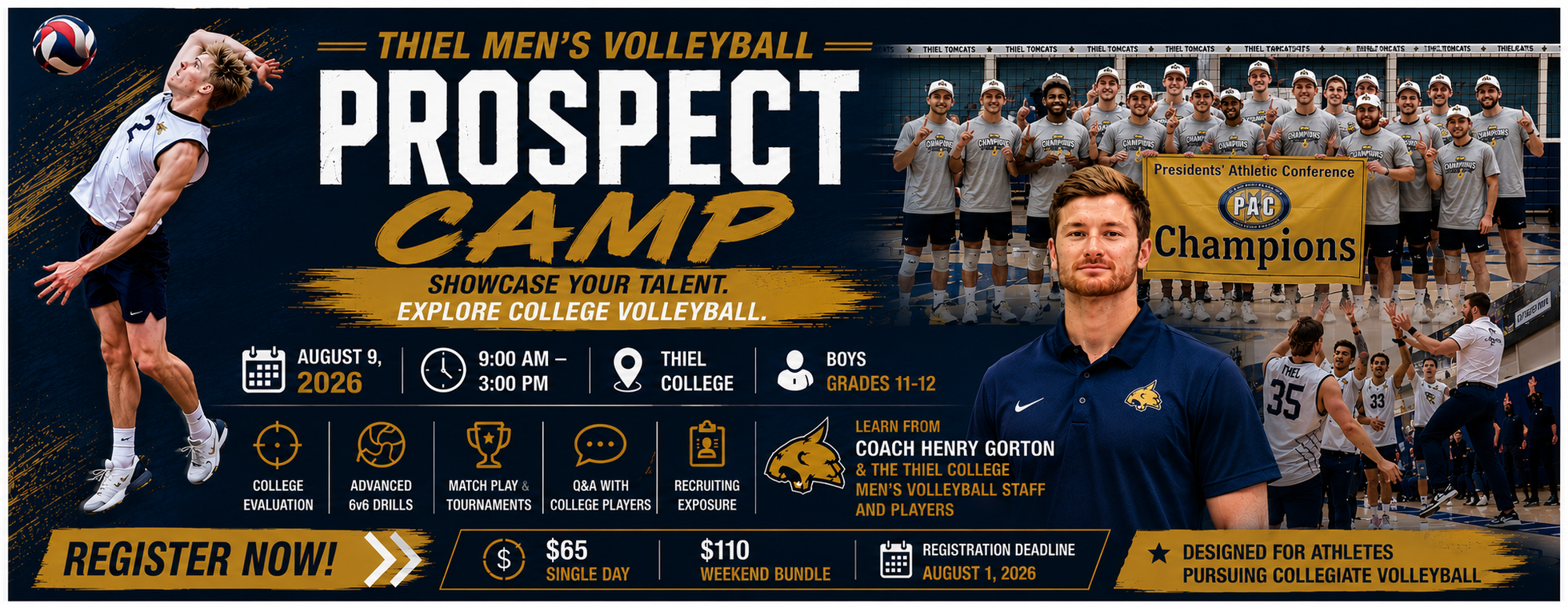 Men’s Volleyball Prospect Camp Hosted by Thiel College Men’s Volleyball